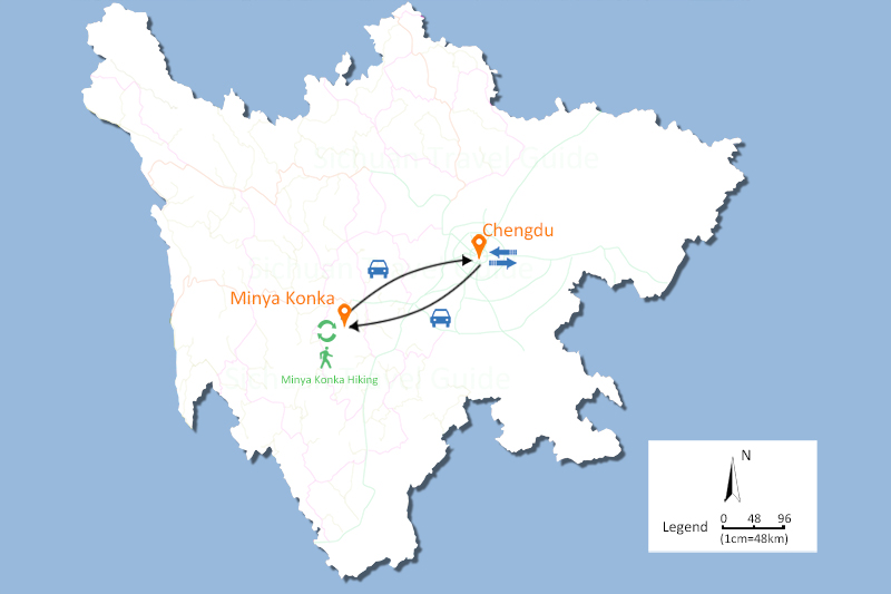 Mount Gongga Transfer Map